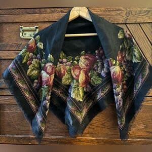 Vintage Echo Club 7 Wool Oversized Scarf Wrap Made in Japan 34x35